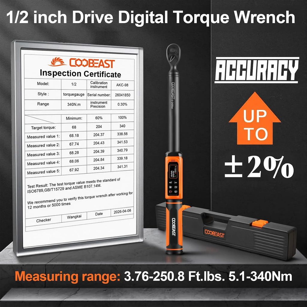 Coobeast Digital Torque Wrench 1/2" Drive