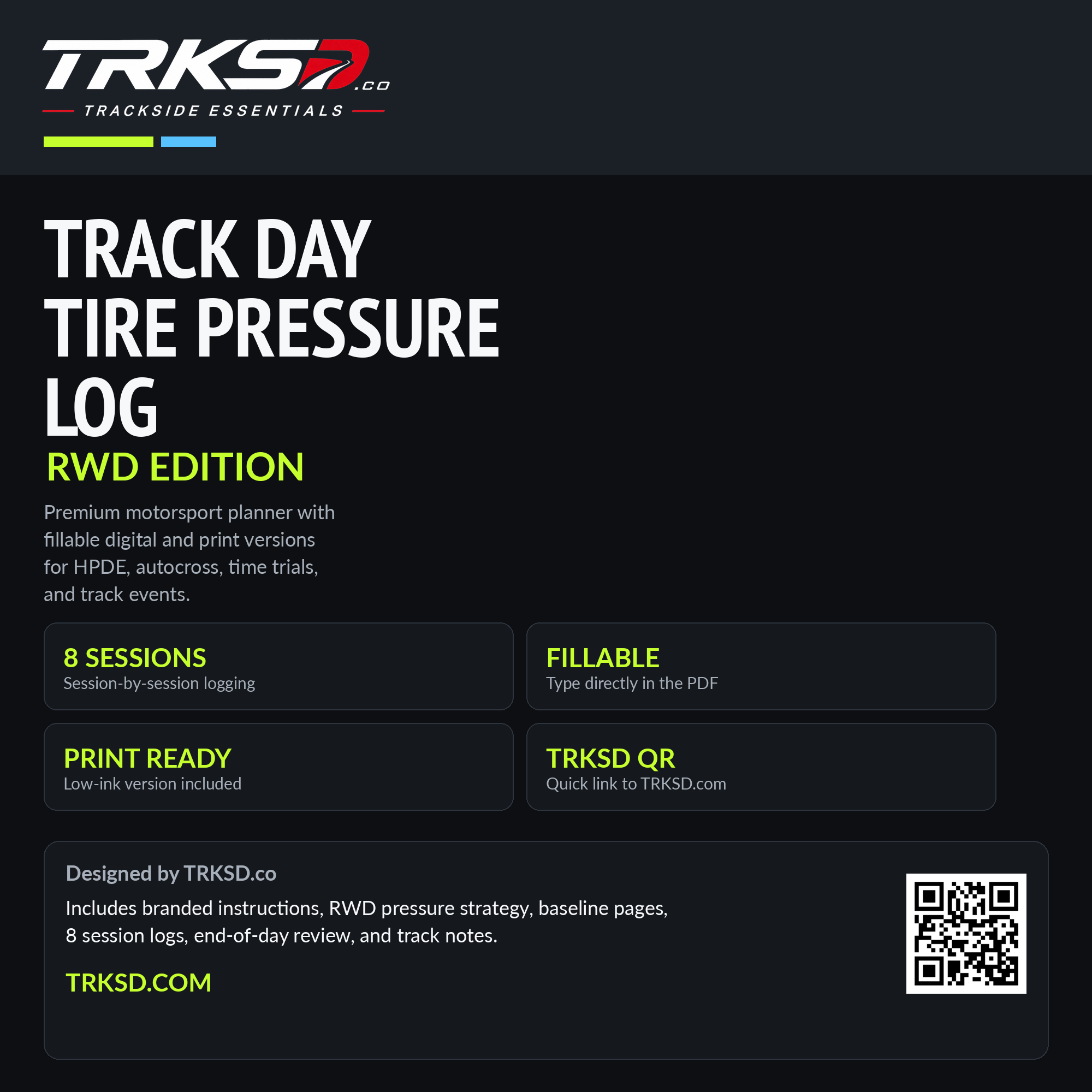 TRKSD RWD Tire Pressure Log Pro